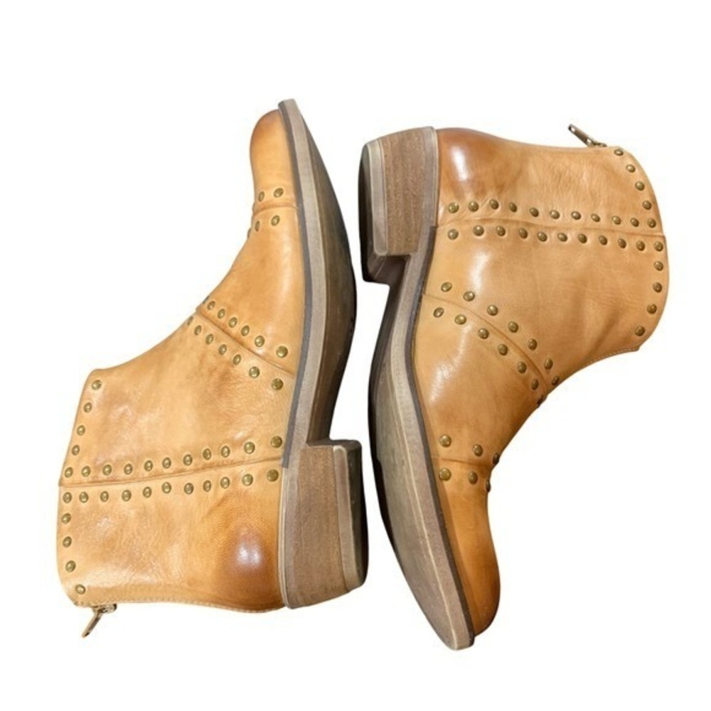 Diba True Studded Leather Ankle Boots Cognac Western Boho Women's 7.5 - Picture 9 of 16